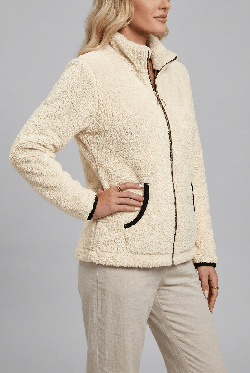 Warm Fleece Women's Zip-Up Jacket with Stand Collar
