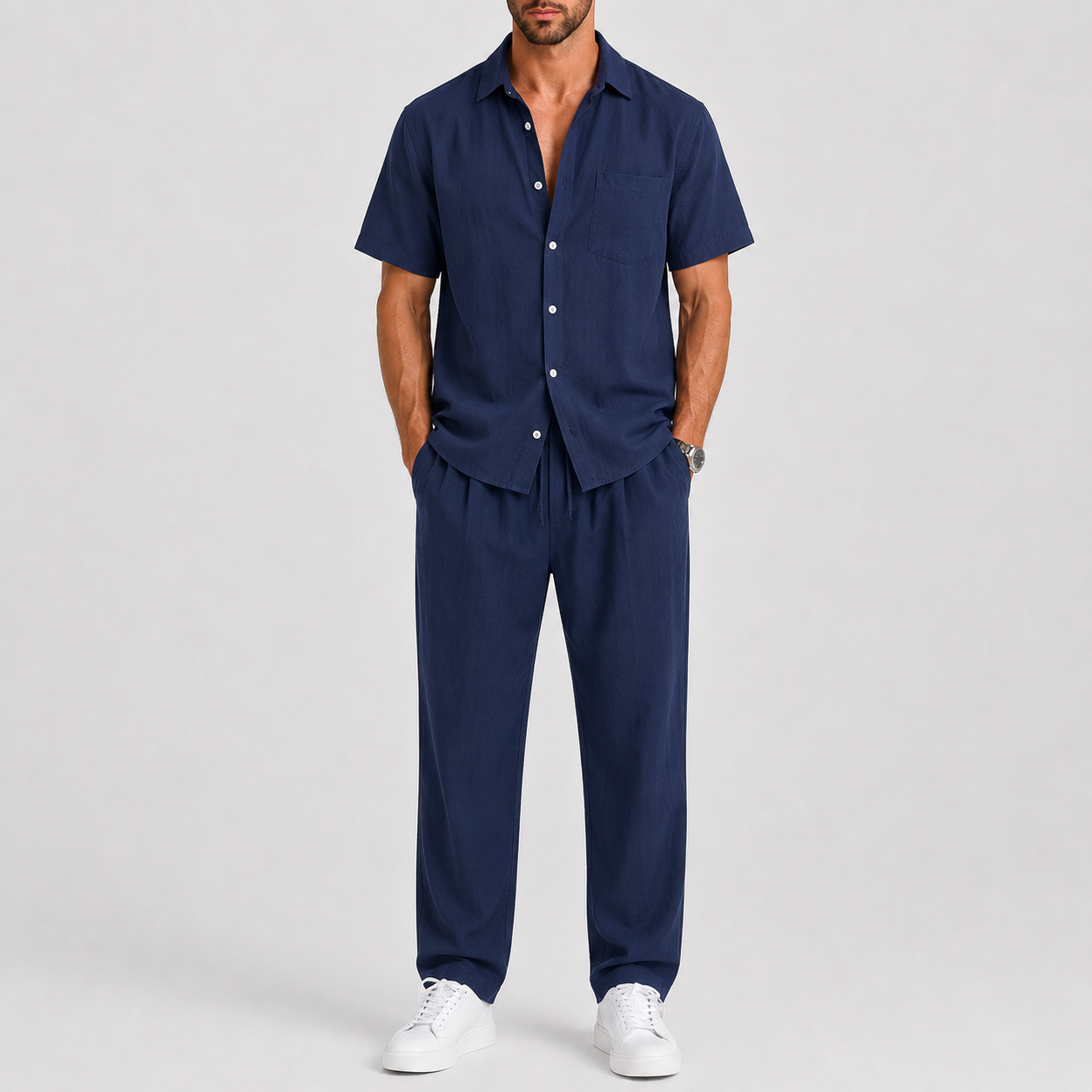 Men's Summer Set with Shirt and Loose Trousers