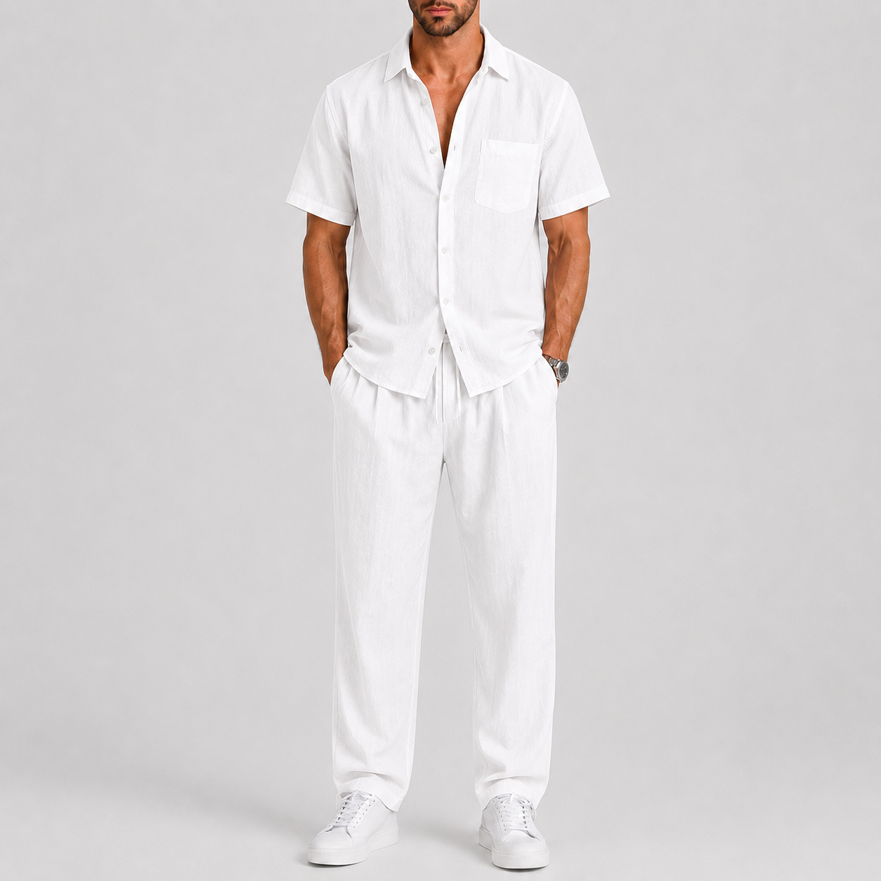 Men's Summer Set with Shirt and Loose Trousers