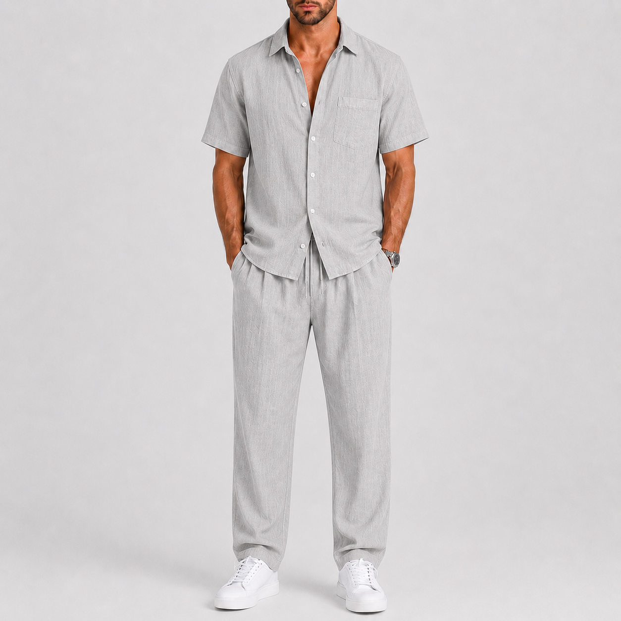 Men's Summer Set with Shirt and Loose Trousers