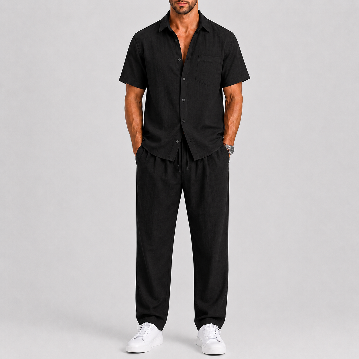 Men's Summer Set with Shirt and Loose Trousers