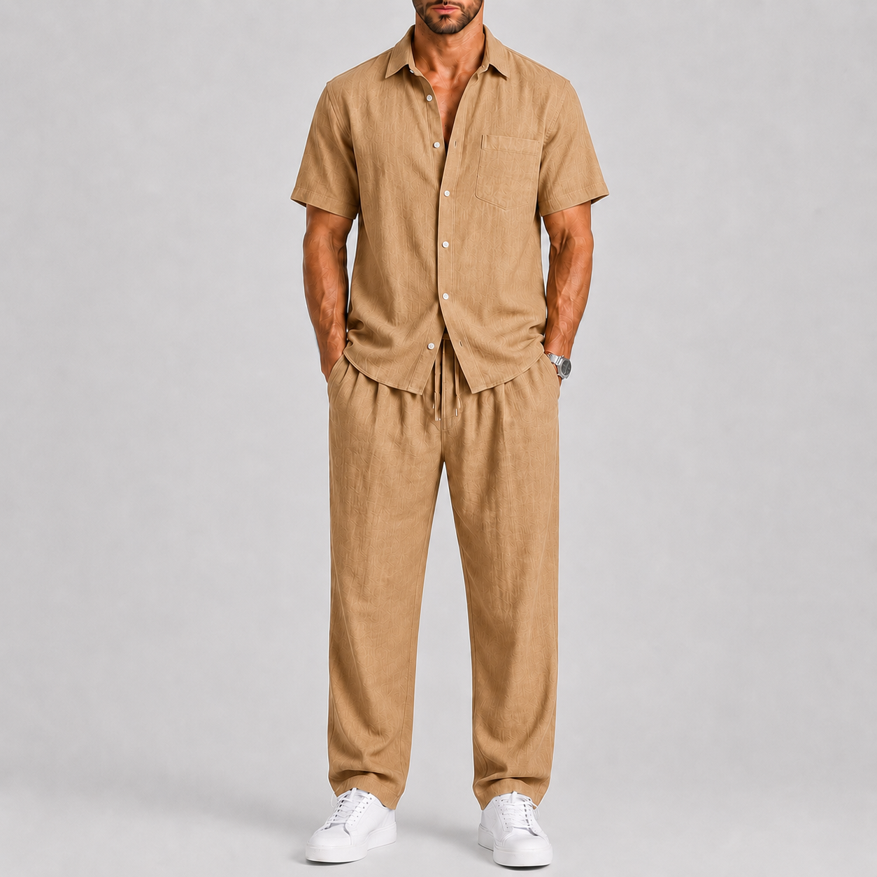 Men's Summer Set with Shirt and Loose Trousers