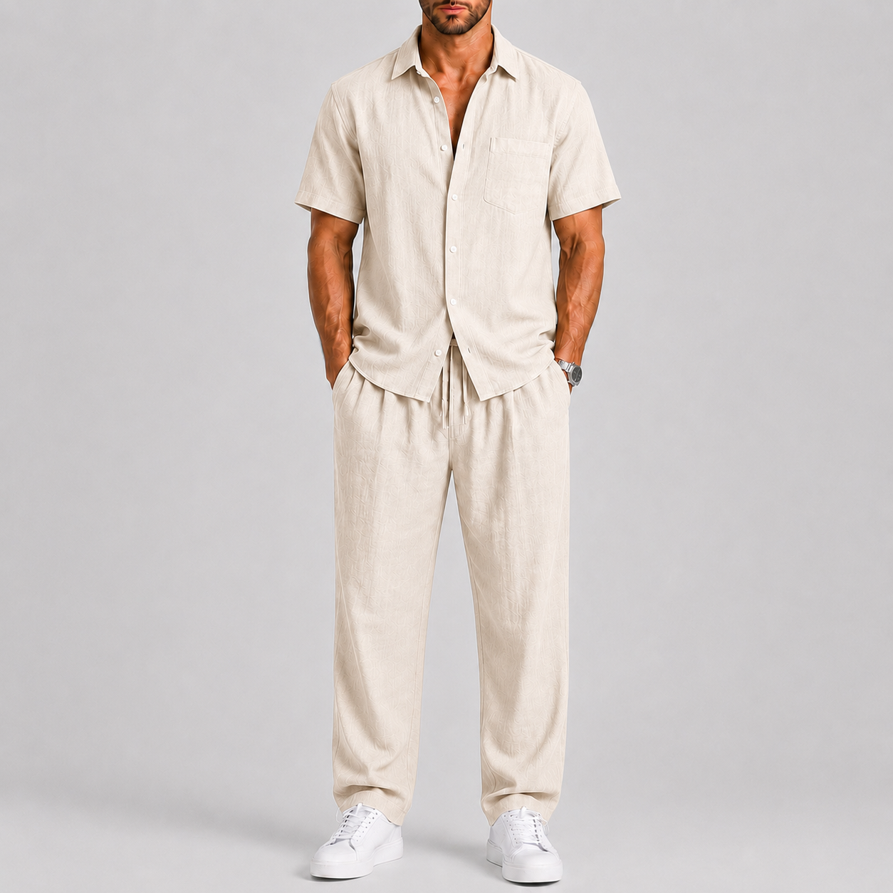 Men's Summer Set with Shirt and Loose Trousers
