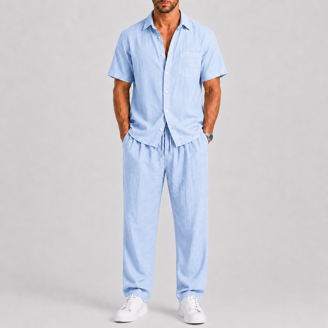 Men's Summer Set with Shirt and Loose Trousers