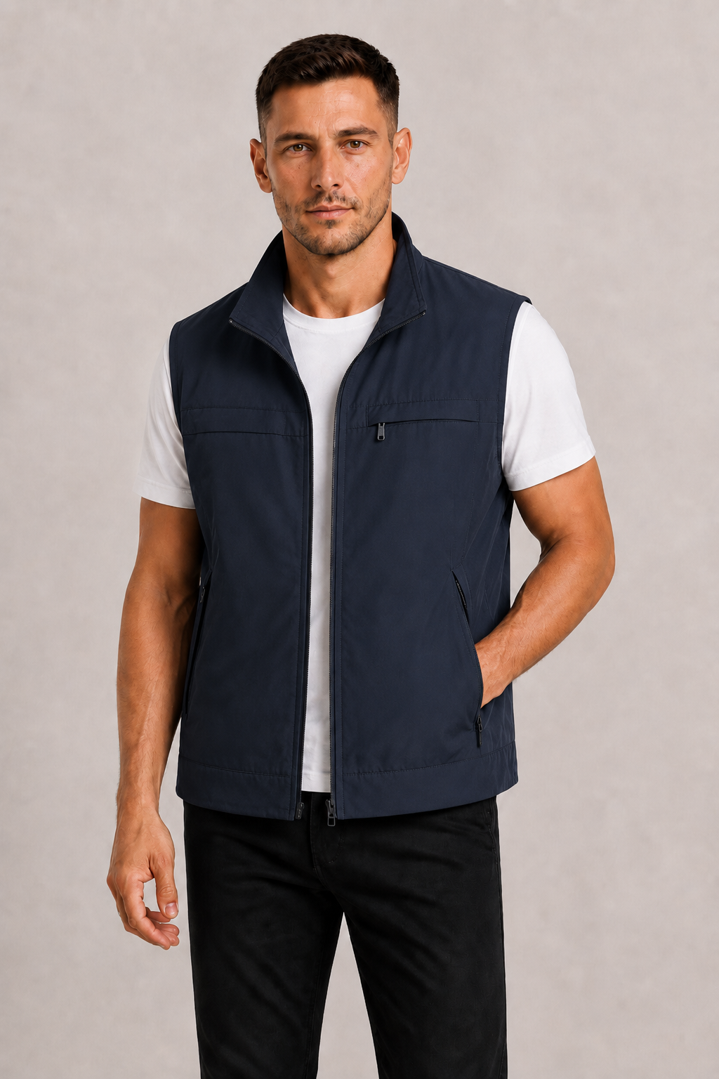 Men's Gilet with Zip and Pockets