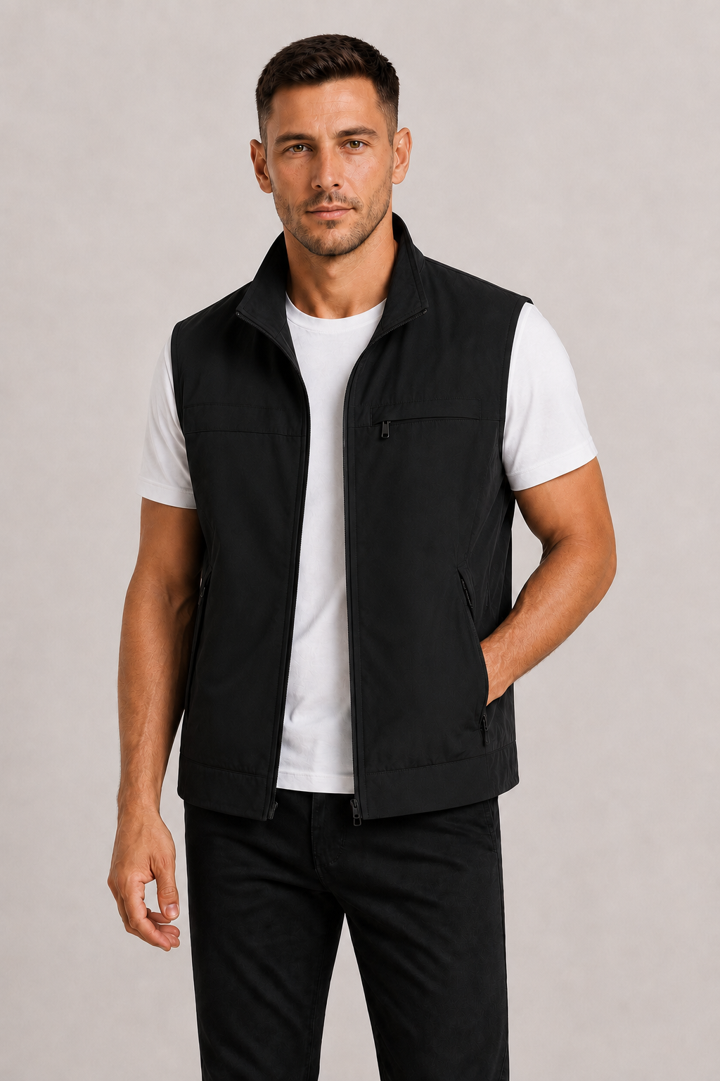 Men's Gilet with Zip and Pockets