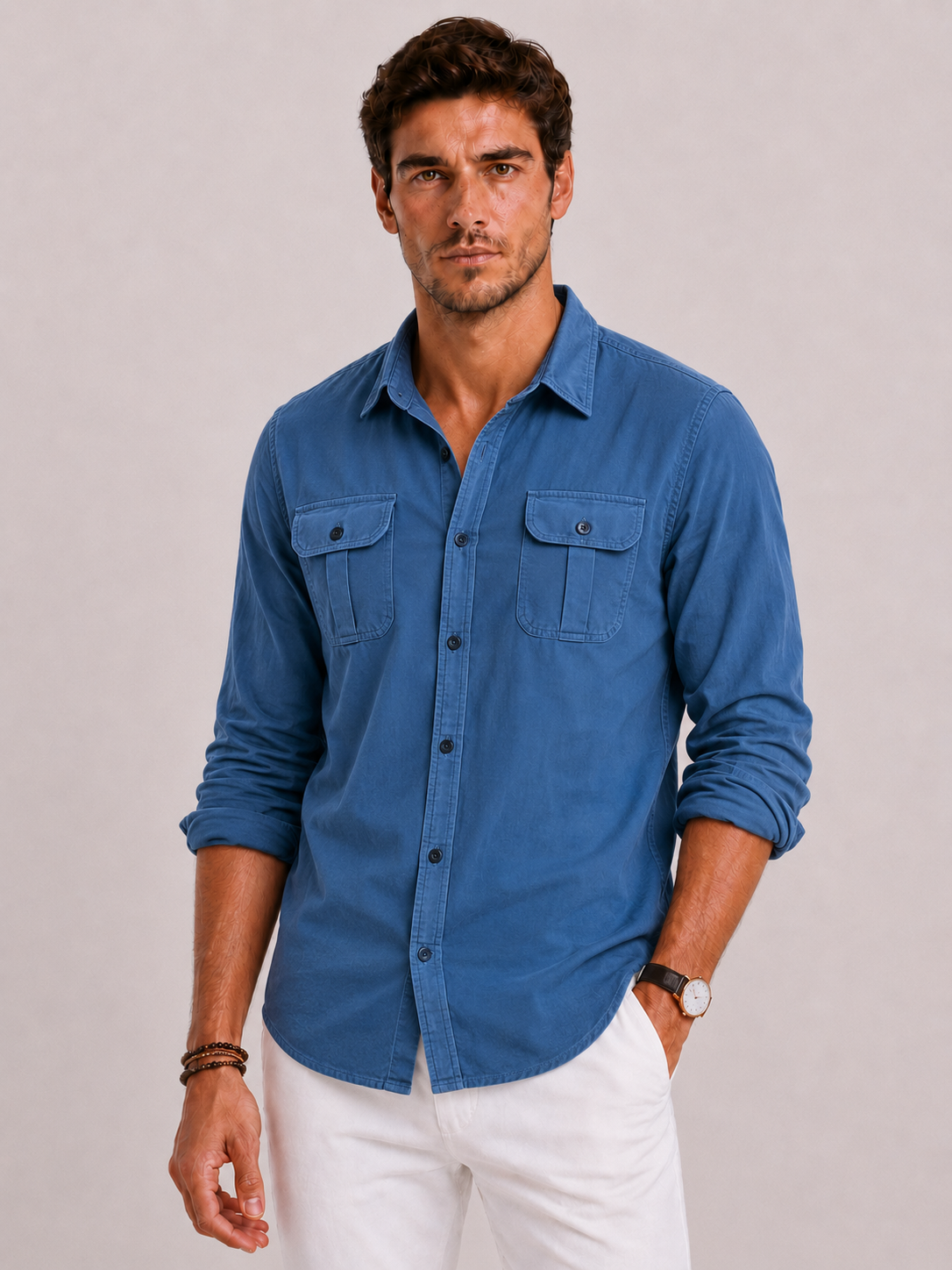 Men's Casual Shirt with Chest Pockets