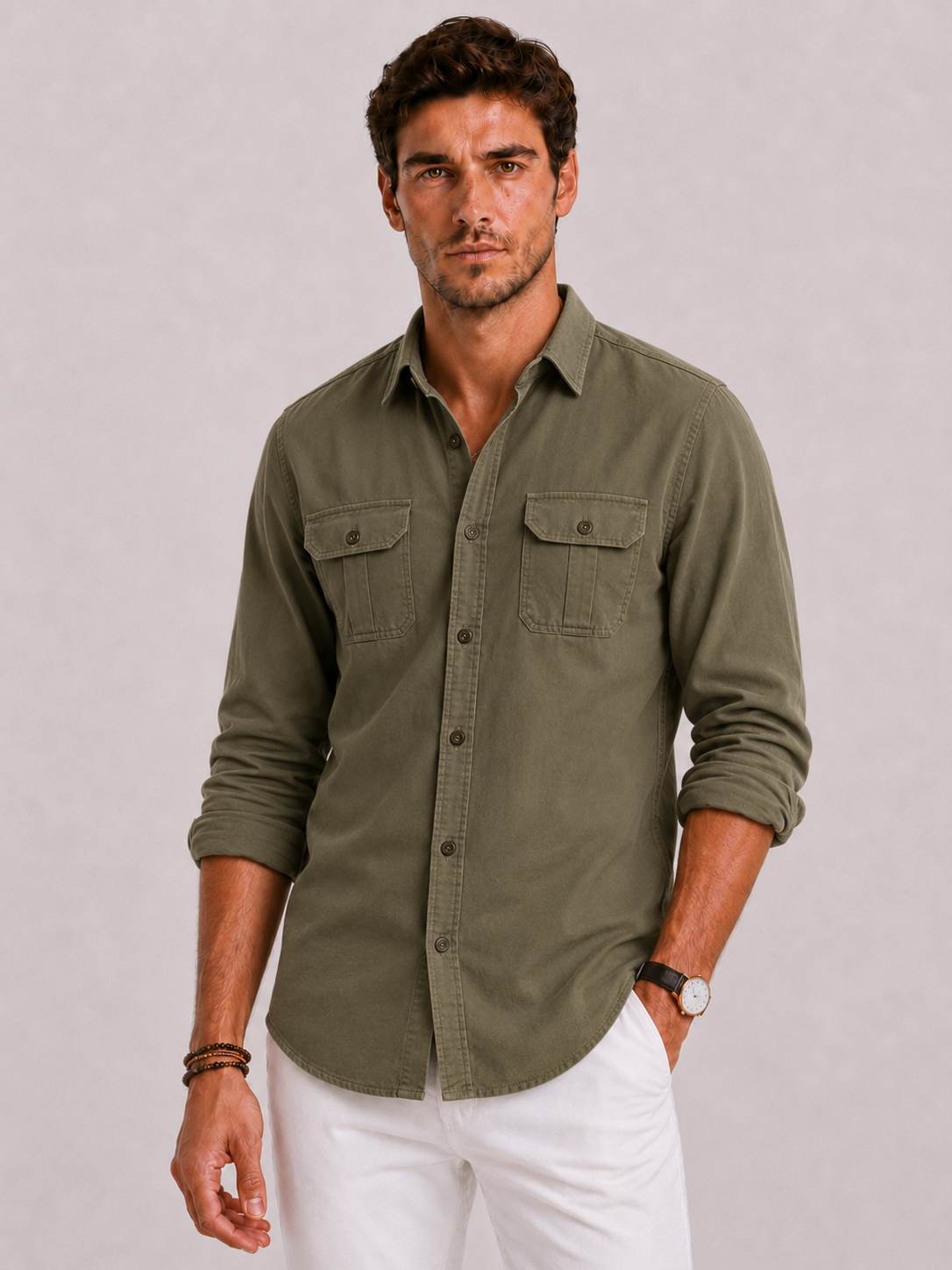 Men's Casual Shirt with Chest Pockets