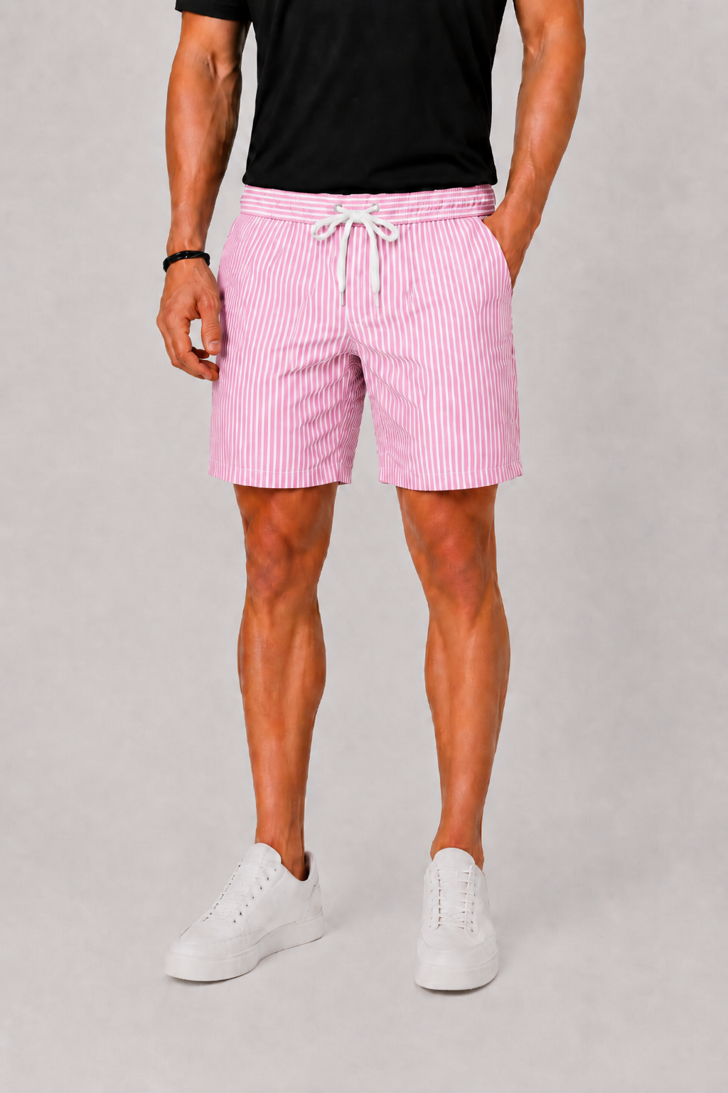 Men's Striped Swim Shorts with Drawstring
