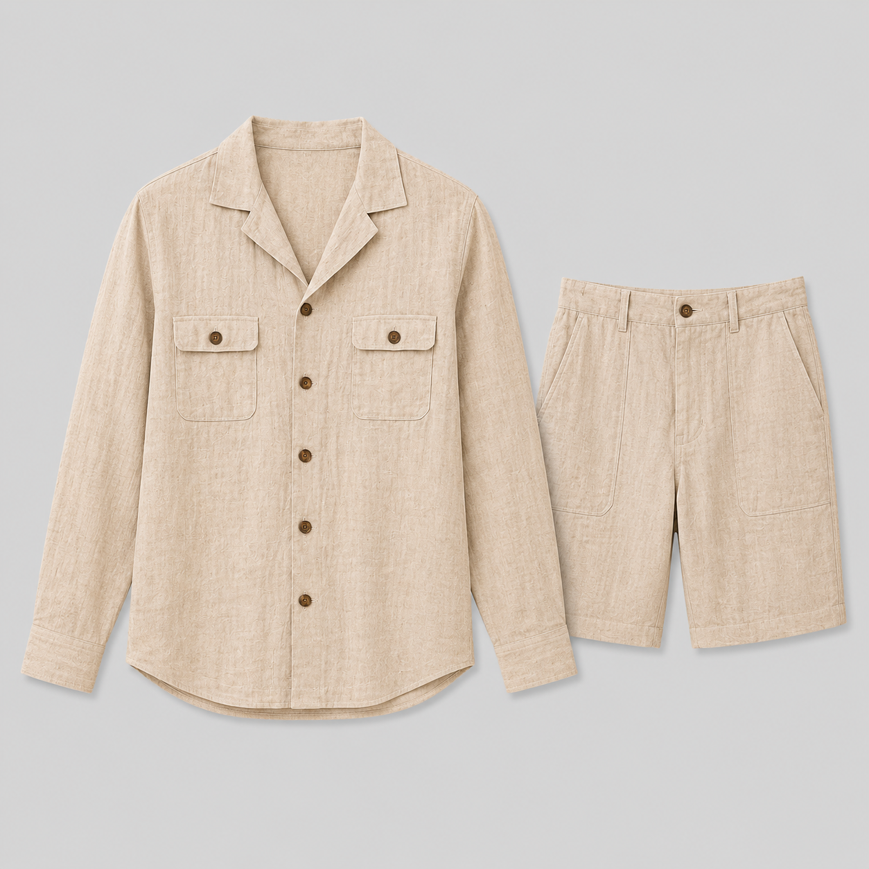 Men's Linen Set with Shirt and Shorts
