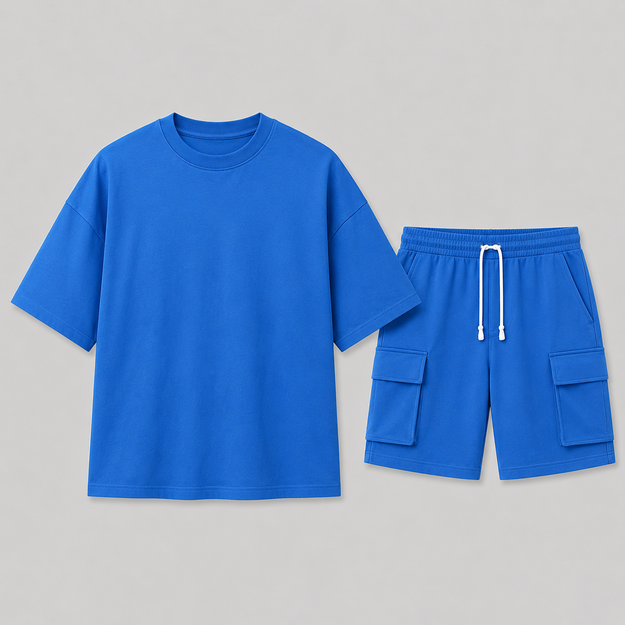 Men's Sporty Summer Set with Oversized T-Shirt and Cargo Shorts