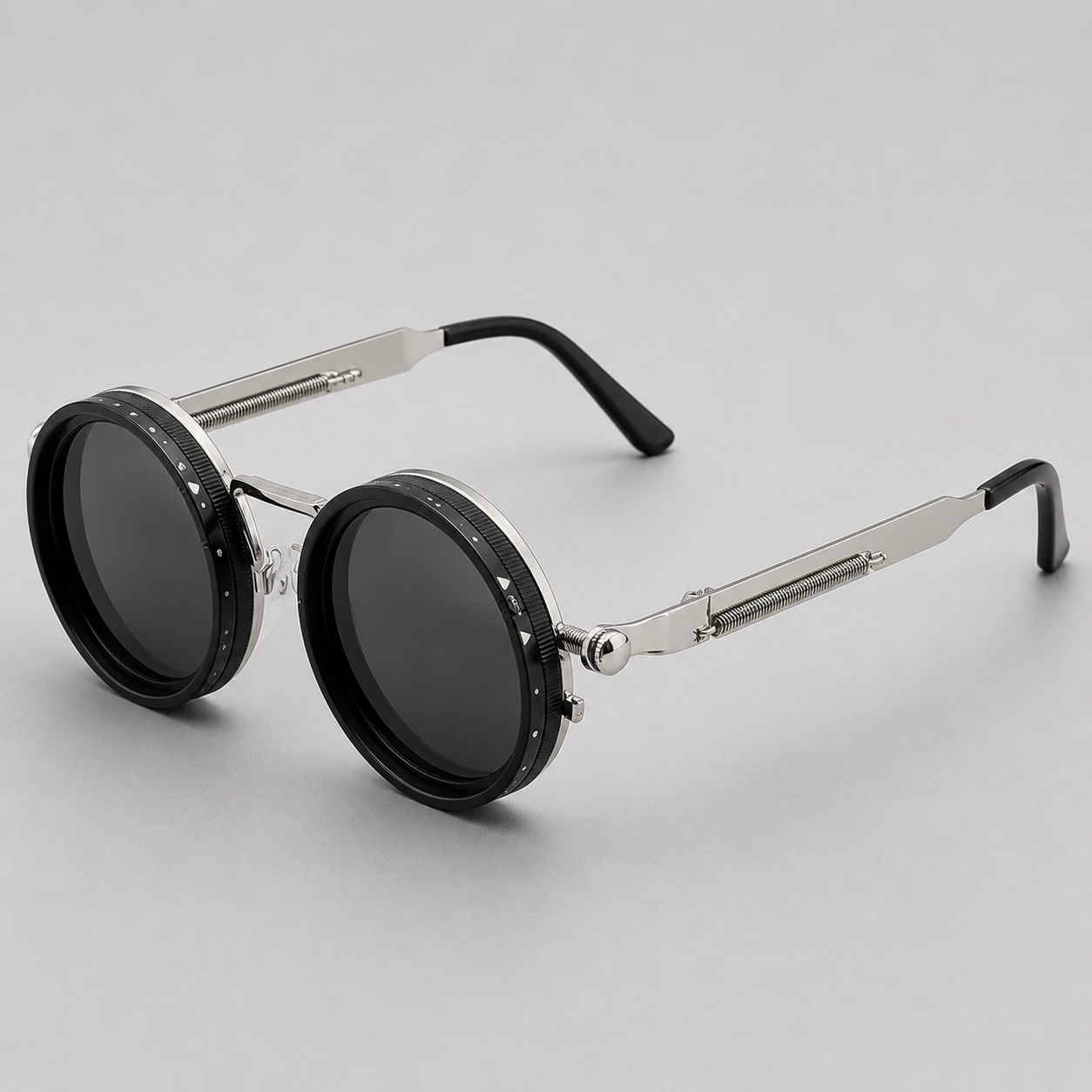 Round Sunglasses with Steampunk Design