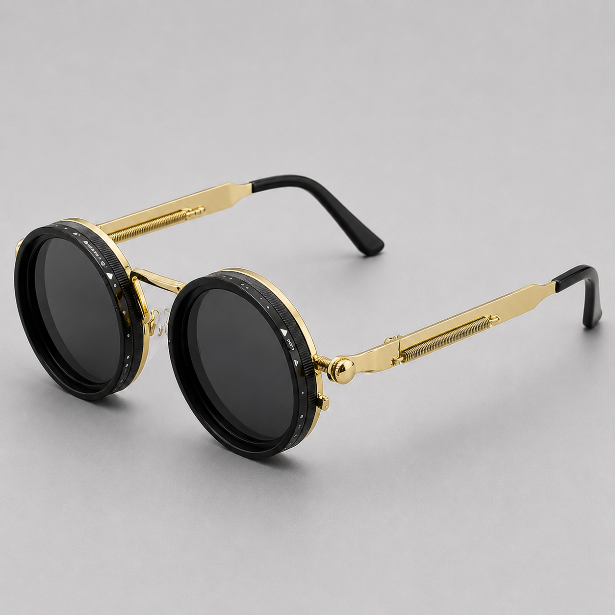 Round Sunglasses with Steampunk Design