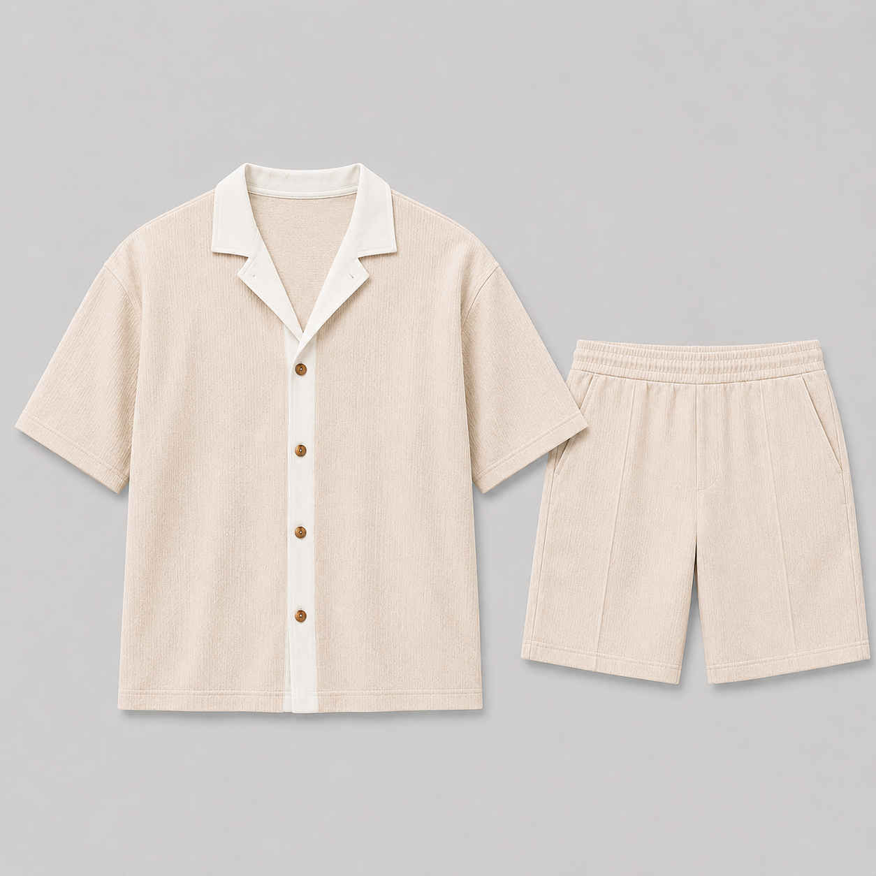 Men's Summer Set with Waffle Texture and Shorts