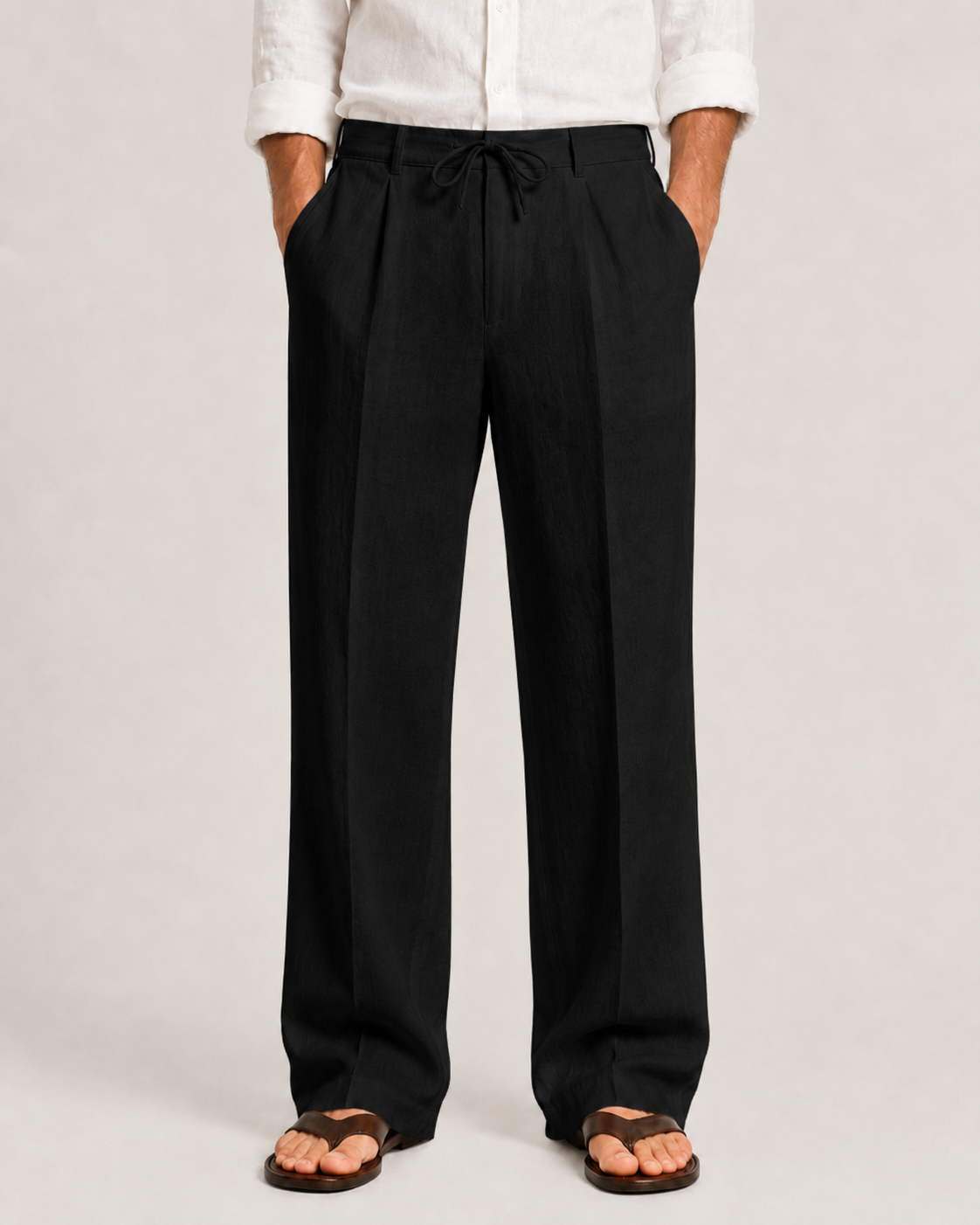 Men's Linen Elegant Trousers with Drawstring