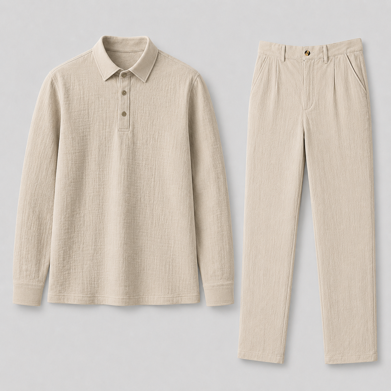 Men's Linen Suit with Mandarin Collar
