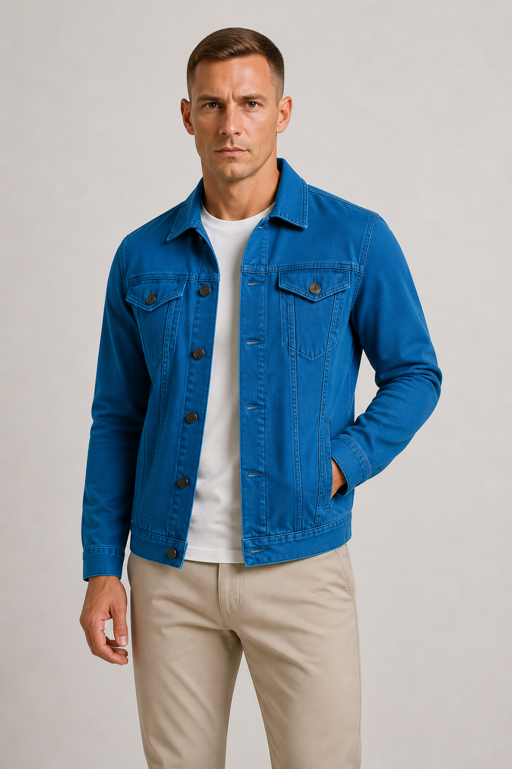 Men's Lightweight Denim Jacket Modern Casual Style