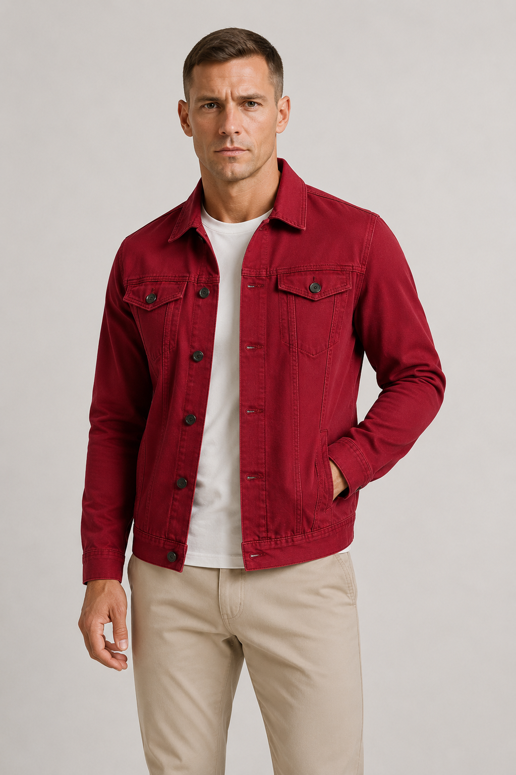 Men's Lightweight Denim Jacket Modern Casual Style