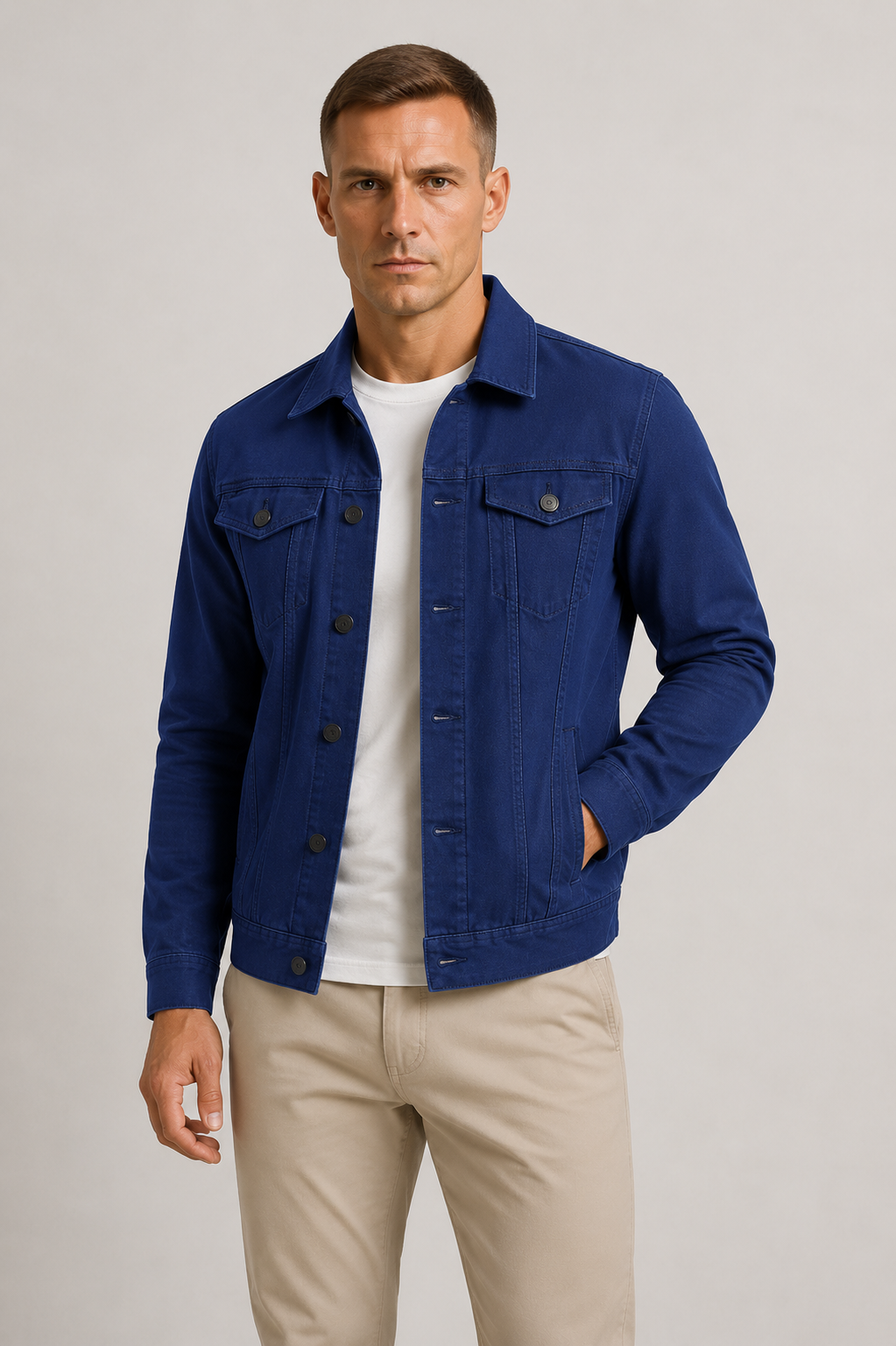 Men's Lightweight Denim Jacket Modern Casual Style