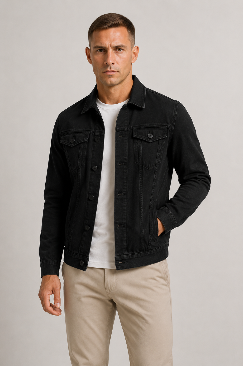 Men's Lightweight Denim Jacket Modern Casual Style