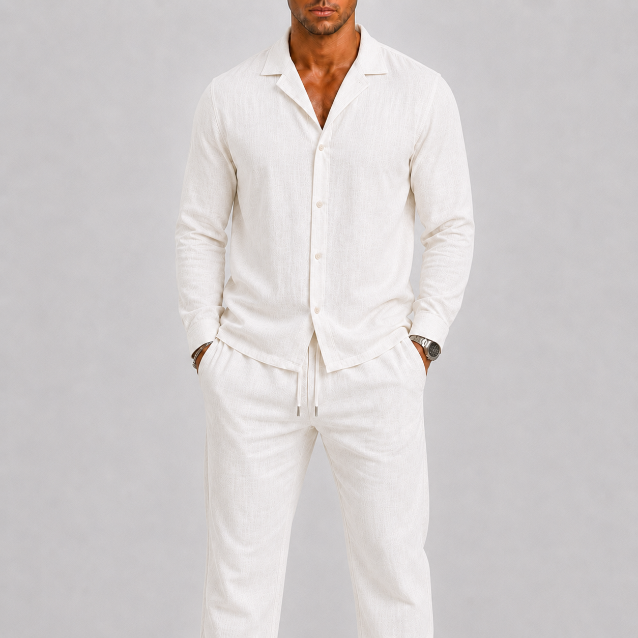Men's Linen Set Cuban Collar Timeless Summer Style