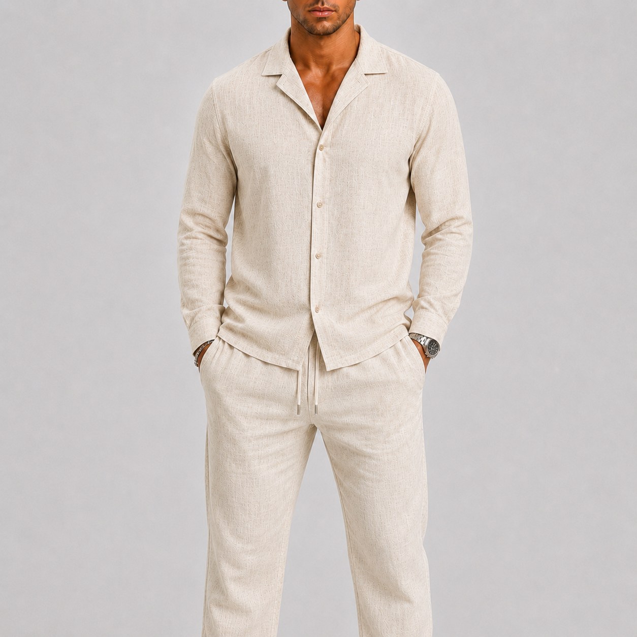 Men's Linen Set Cuban Collar Timeless Summer Style