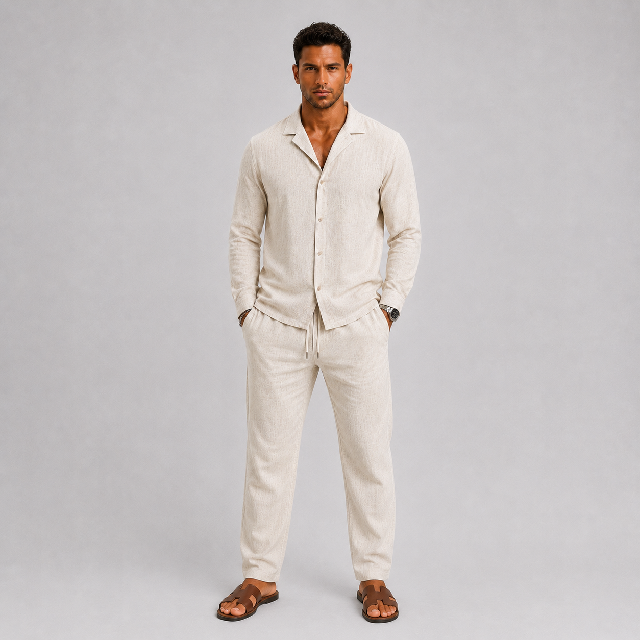 Men's Linen Set Cuban Collar Timeless Summer Style