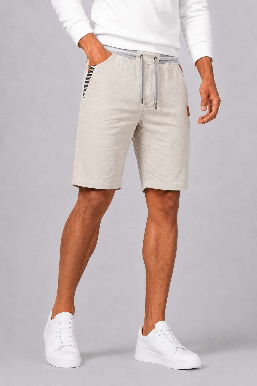 Men's Summer Shorts with Drawstring and Side Pockets