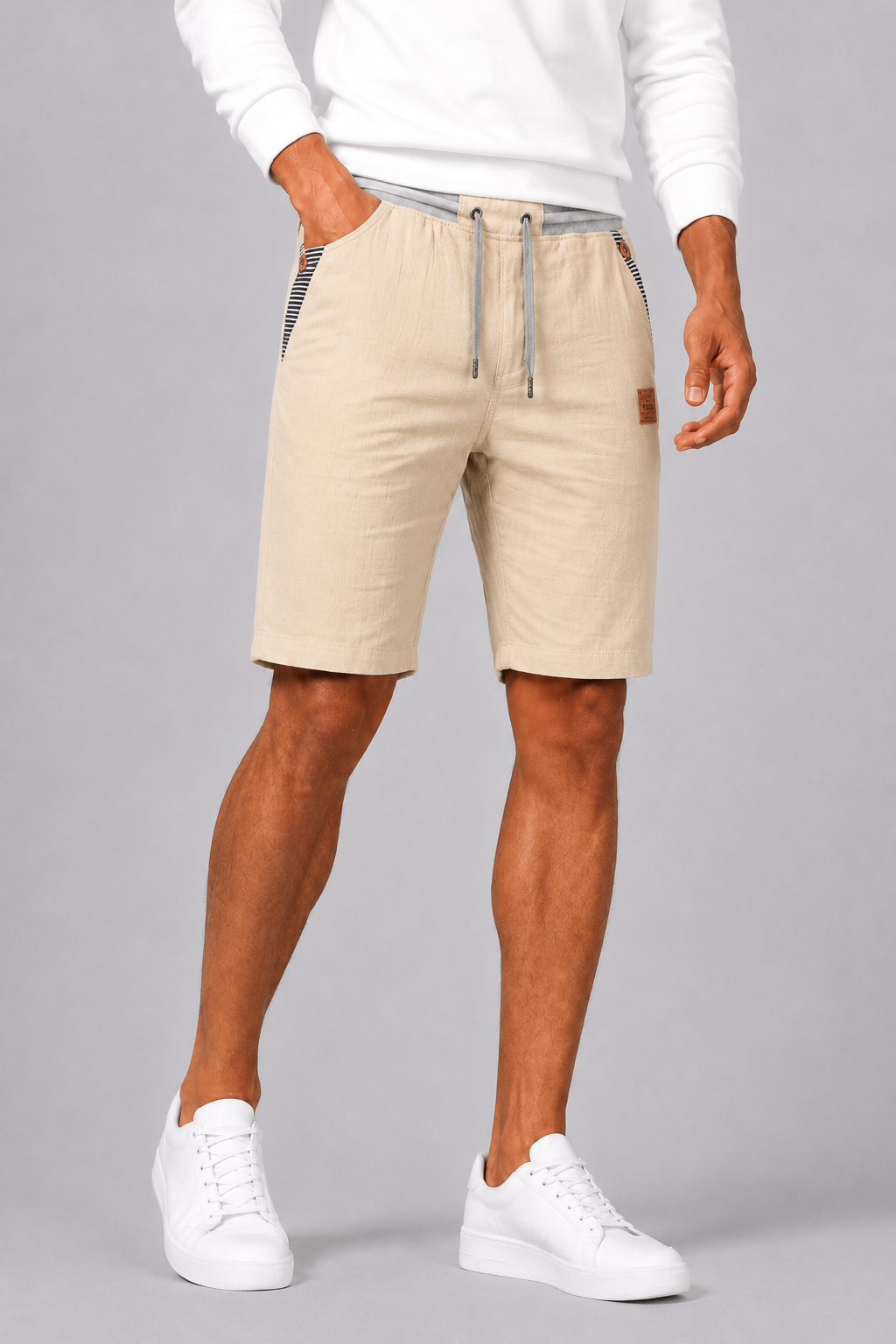 Men's Summer Shorts with Drawstring and Side Pockets