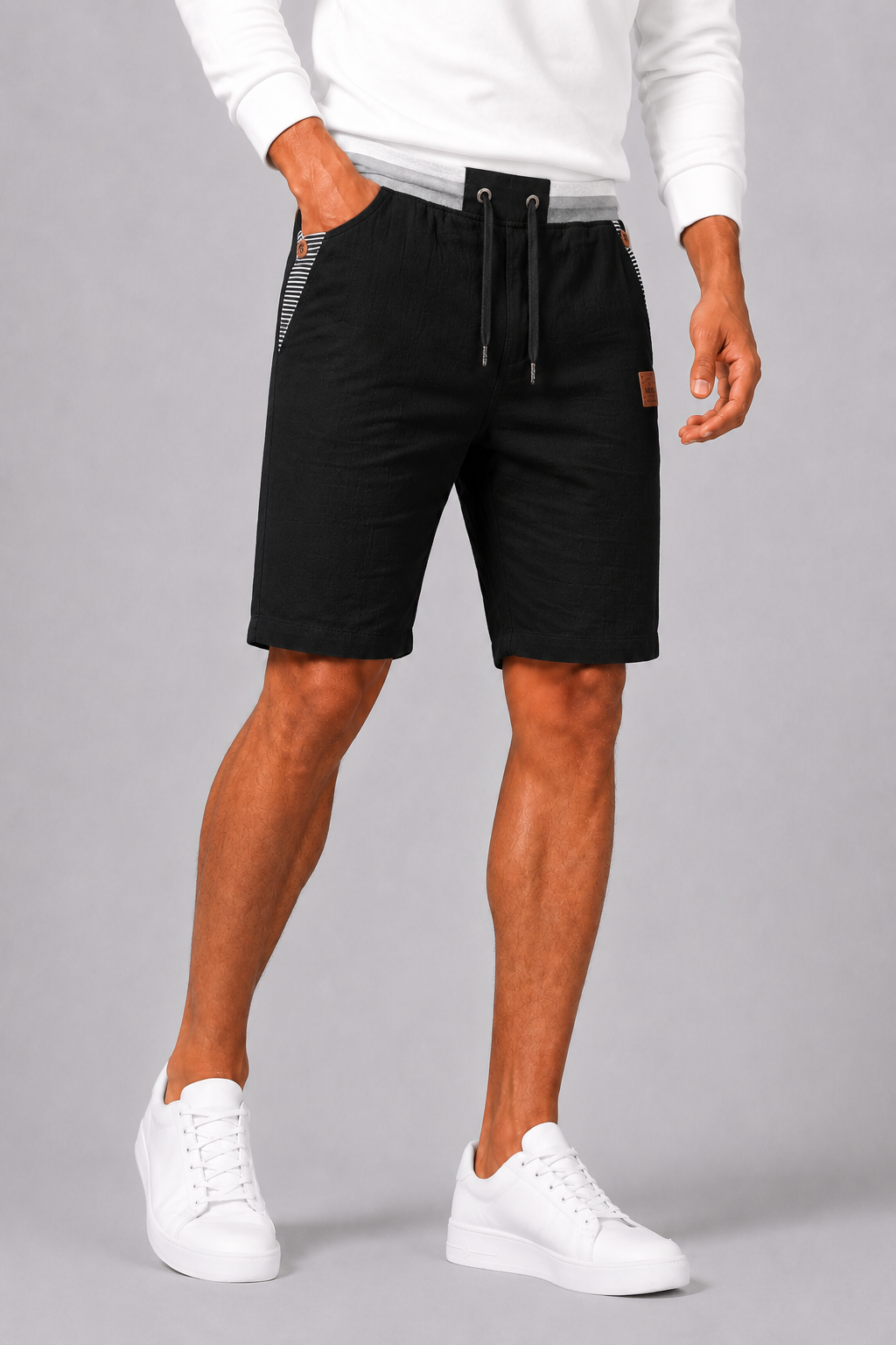 Men's Summer Shorts with Drawstring and Side Pockets