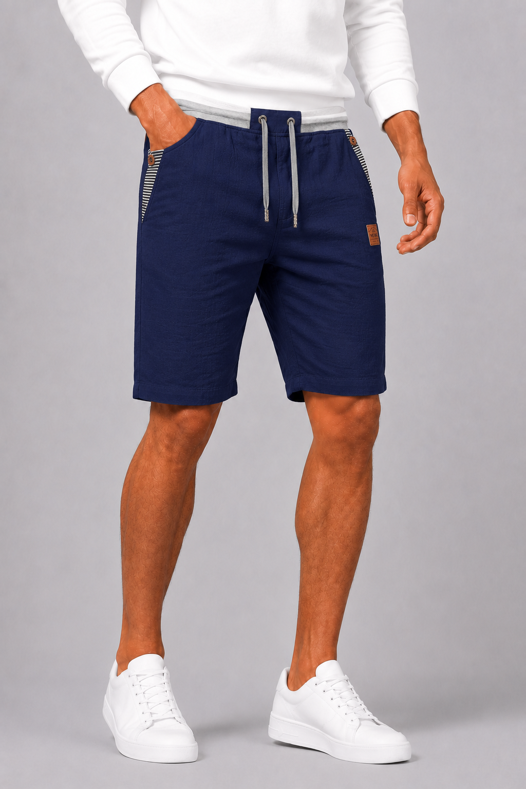 Men's Summer Shorts with Drawstring and Side Pockets