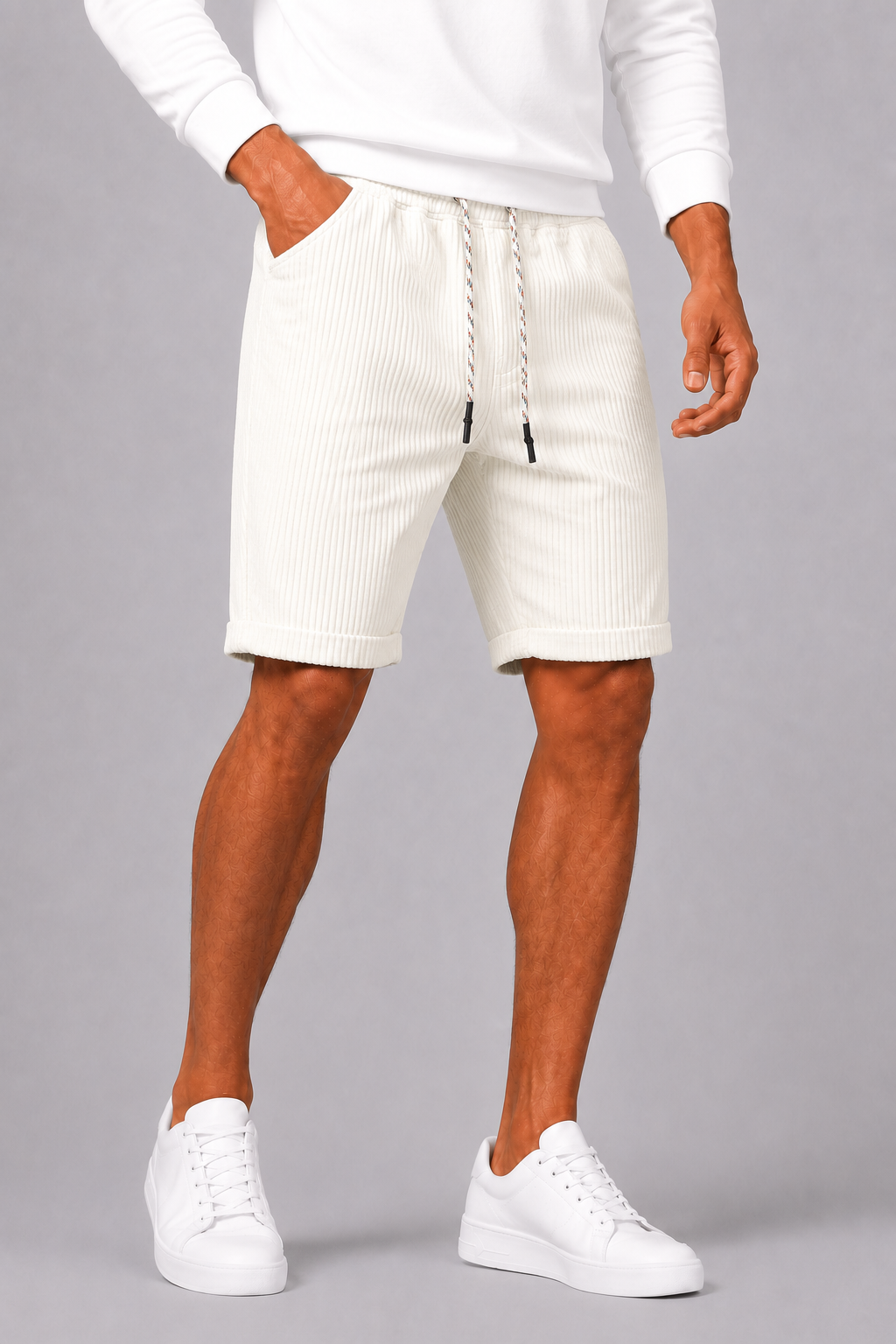 Men's Vintage Shorts with Drawstring and Elastic Waist