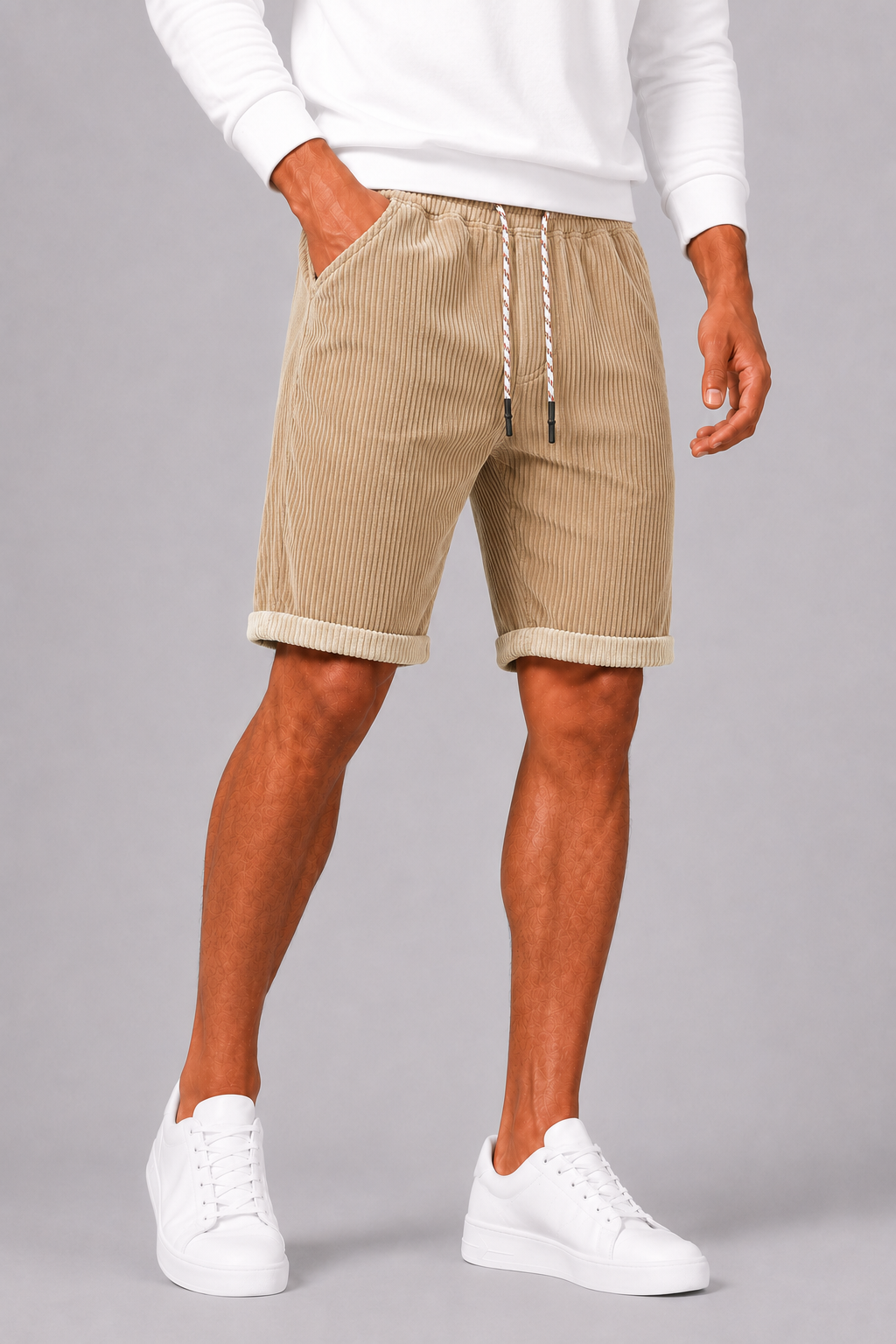 Men's Vintage Shorts with Drawstring and Elastic Waist