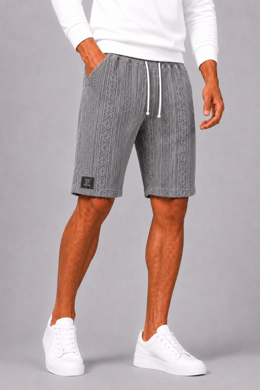 Men's Relaxed Shorts with Elastic Waistband and Drawstring