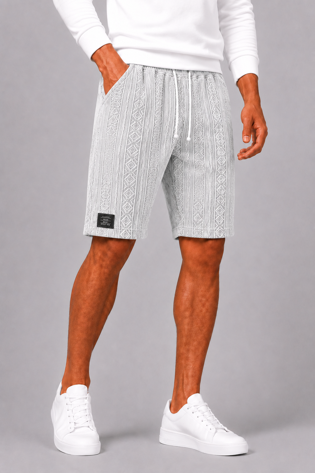 Men's Relaxed Shorts with Elastic Waistband and Drawstring