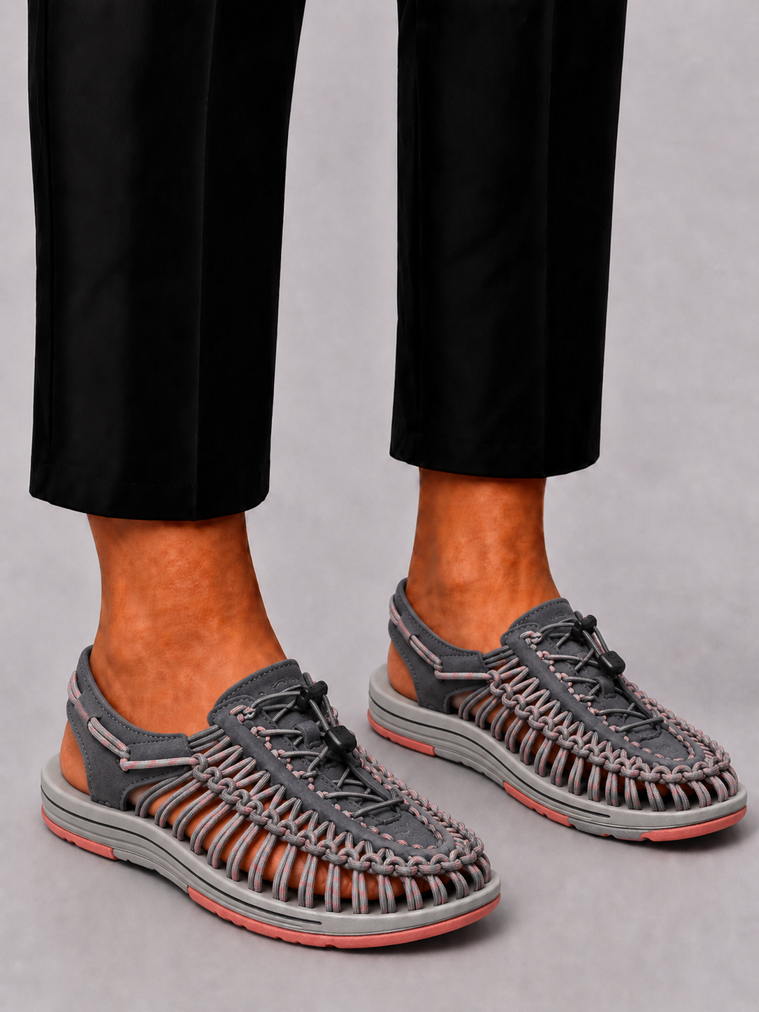 Men's Sandals with Closed Toe and Cutouts