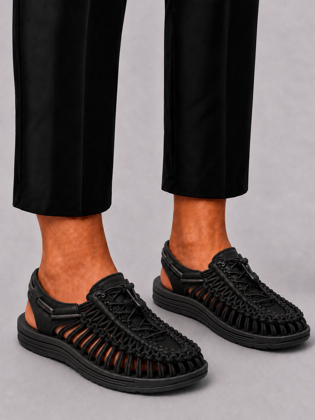 Men's Sandals with Closed Toe and Cutouts