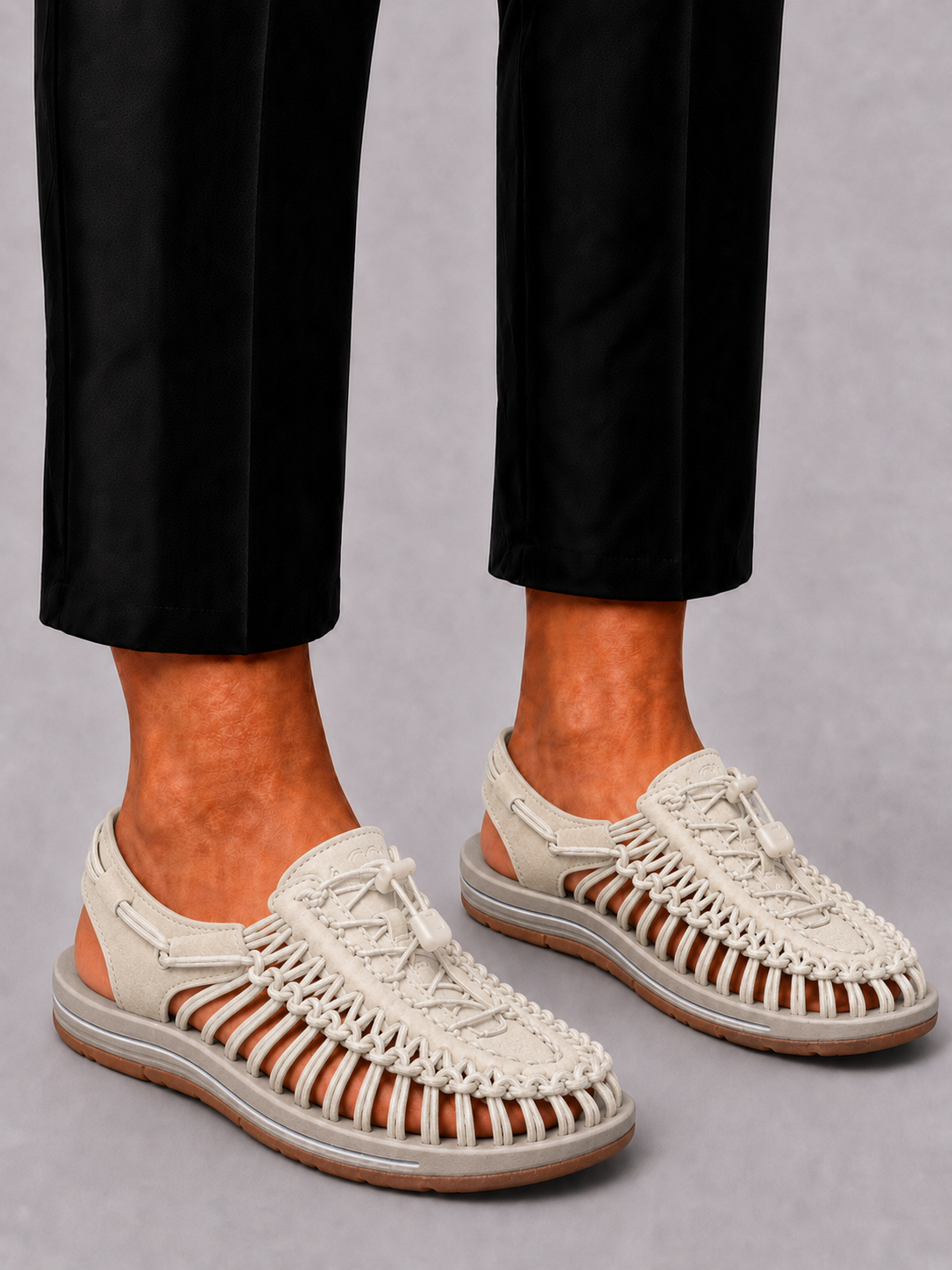 Men's Sandals with Closed Toe and Cutouts
