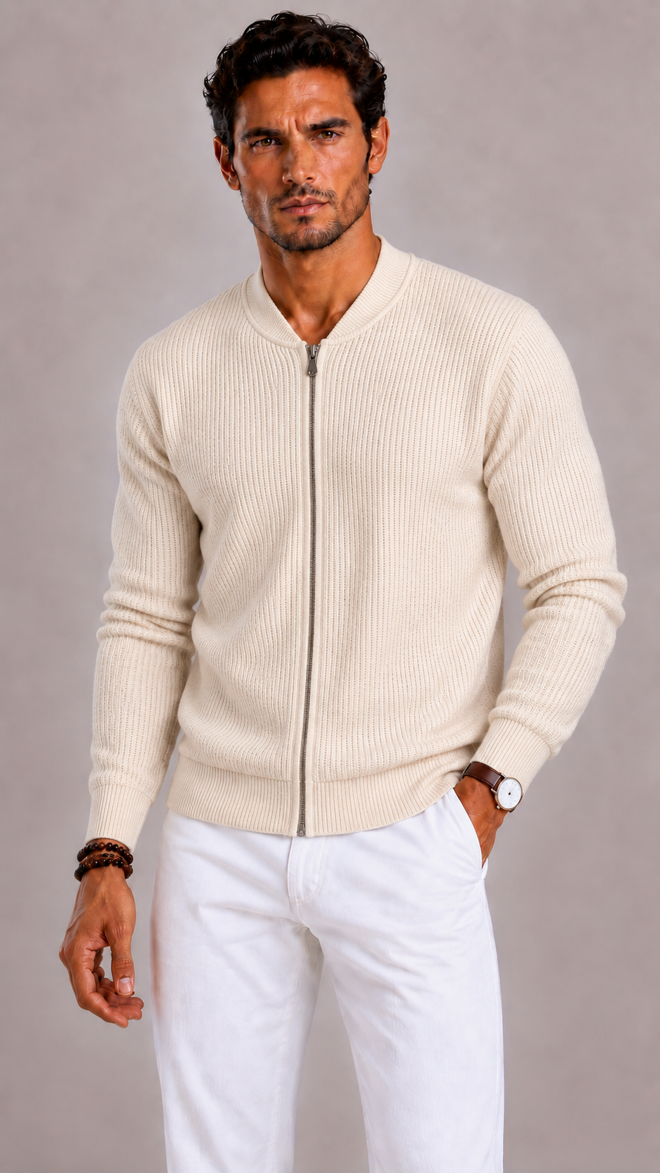 Men's Knitted Cotton Gilet with Classic Fit
