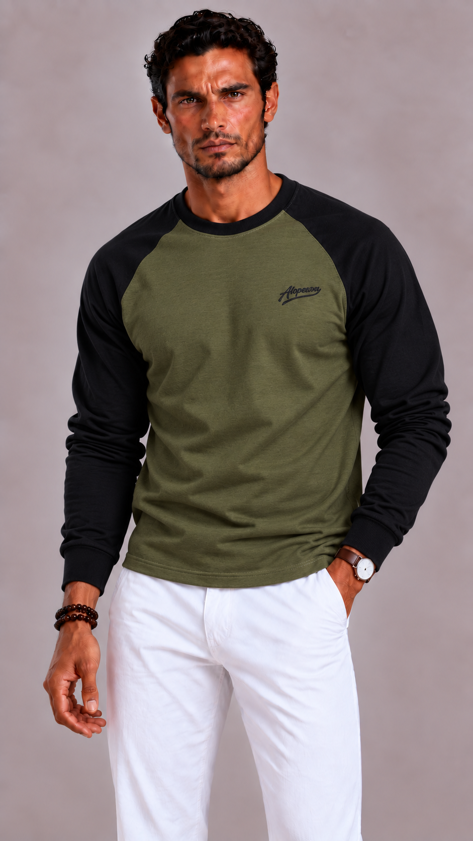 Lunelle | Men's Cotton Long Sleeve with Raglan Sleeves and Round Neck