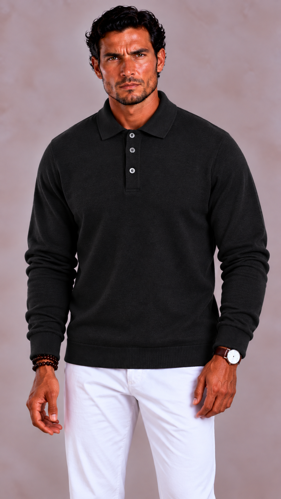 Men's Slim Fit Wool and Cotton Jumper for Autumn and Winter