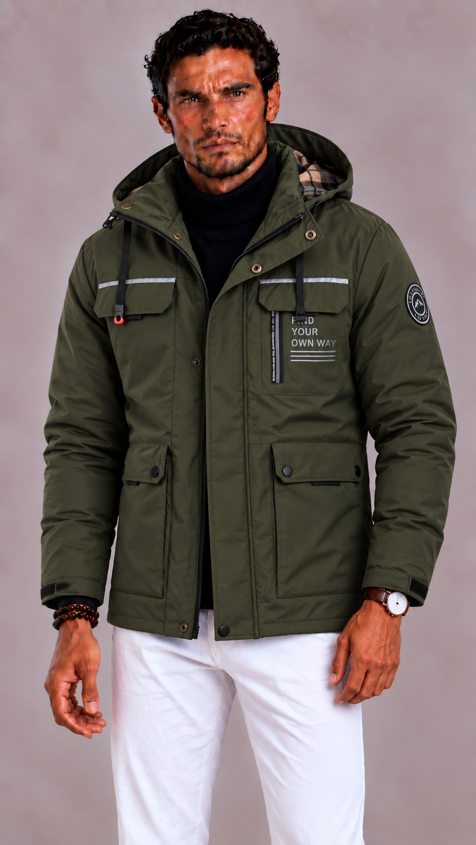 Men's Waterproof Winter Coat with Hood and Windproof Finish