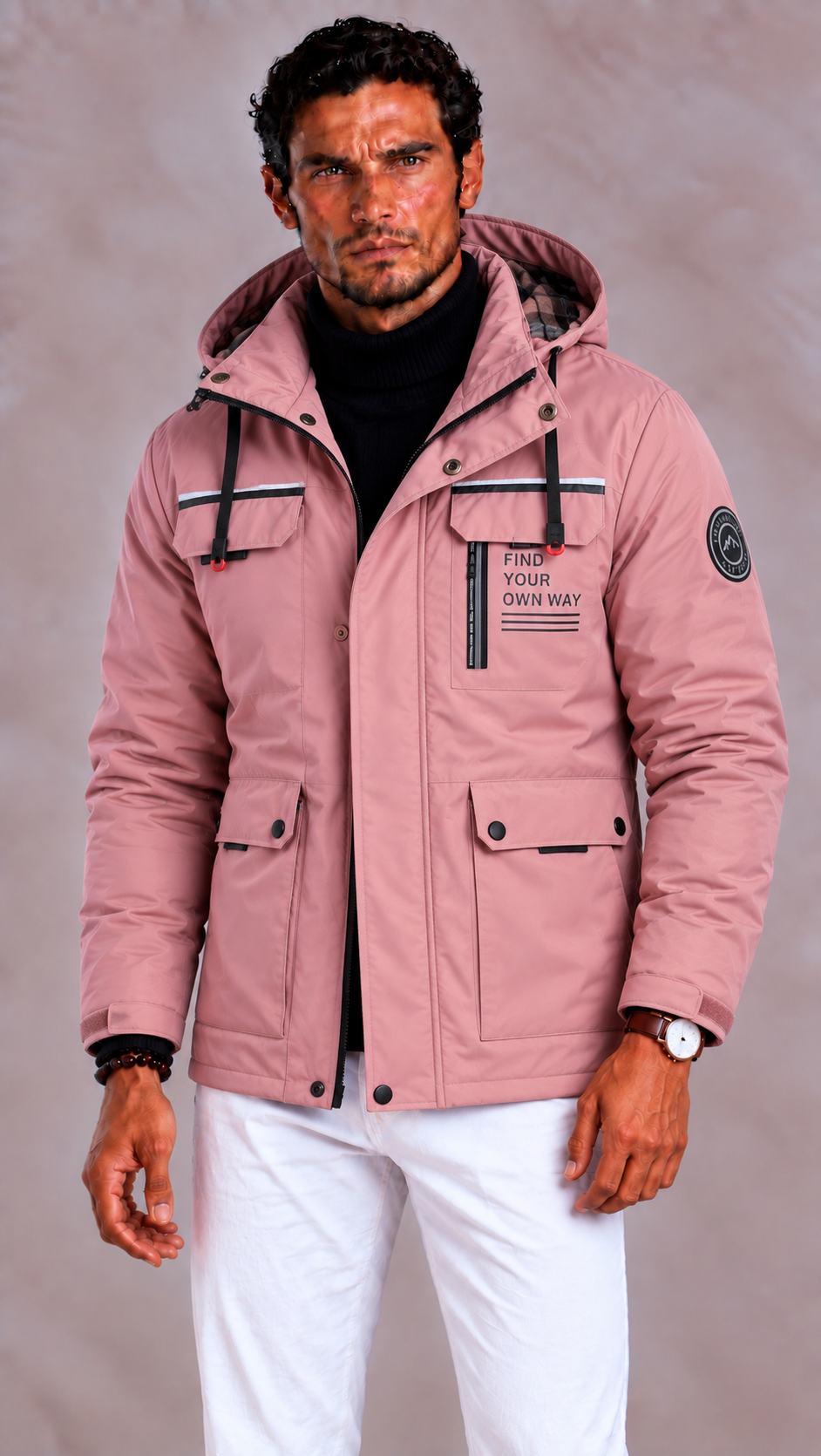 Men's Waterproof Winter Coat with Hood and Windproof Finish