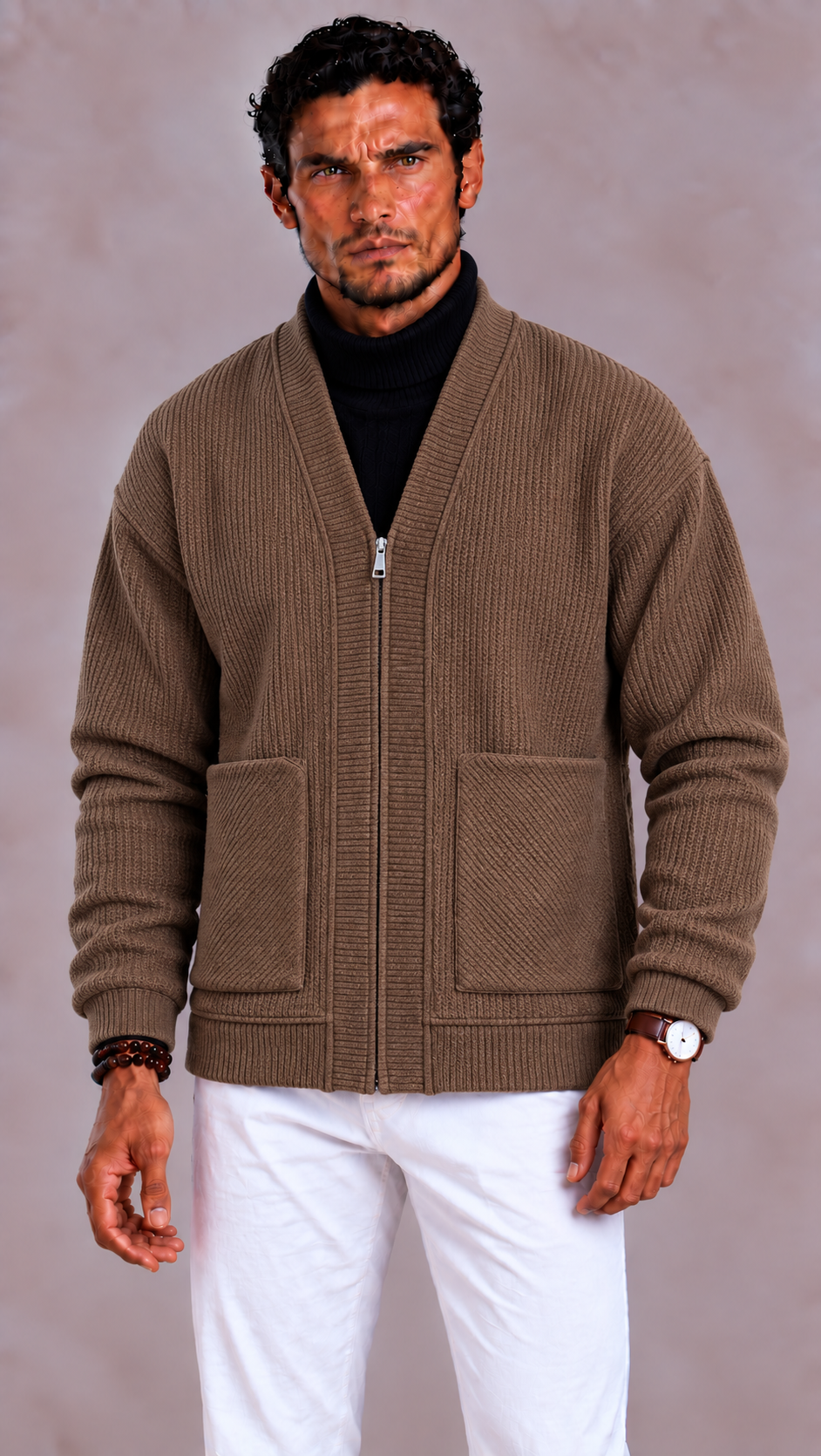 Lunelle | Men's Knitted Cardigan with Full Zip and Regular Fit