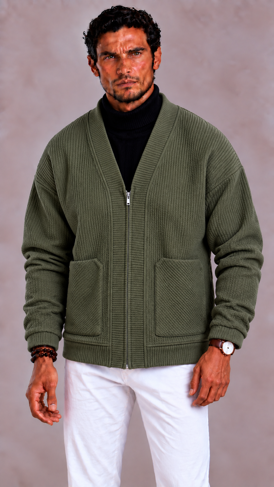 Lunelle | Men's Knitted Cardigan with Full Zip and Regular Fit