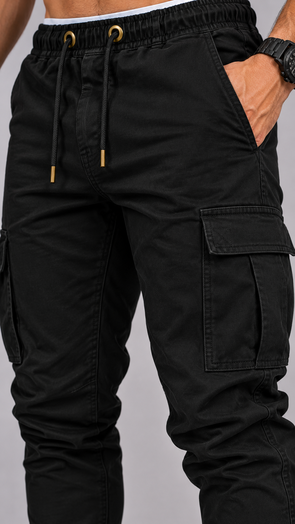 Men's Jogging Trousers with Ankle Cuffs and Zip Pockets