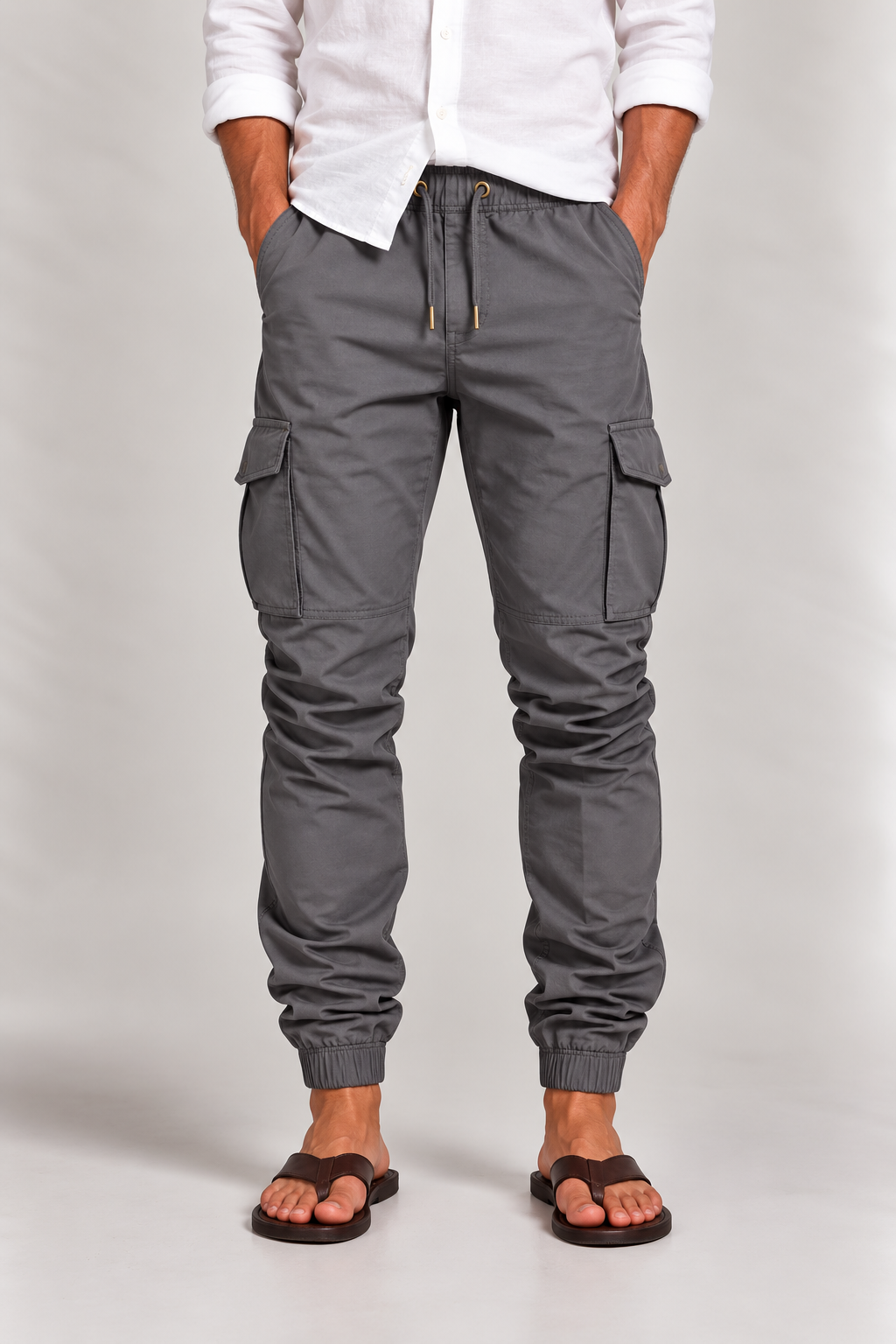 Men's Jogging Trousers with Ankle Cuffs and Zip Pockets