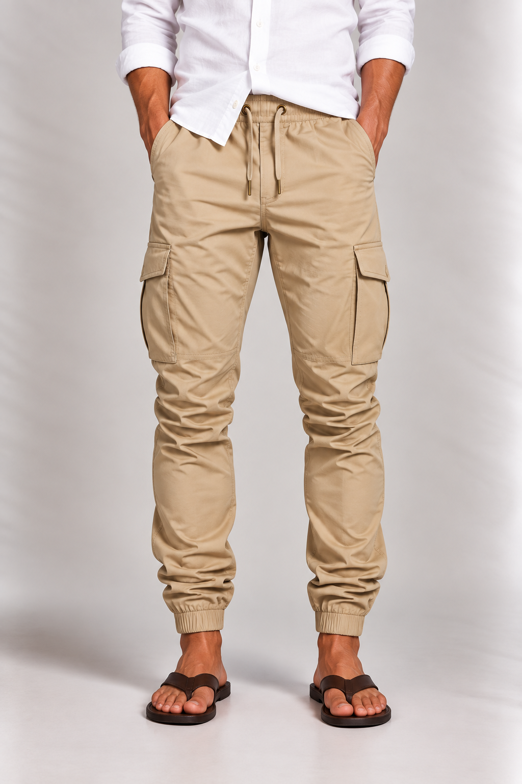 Men's Jogging Trousers with Ankle Cuffs and Zip Pockets