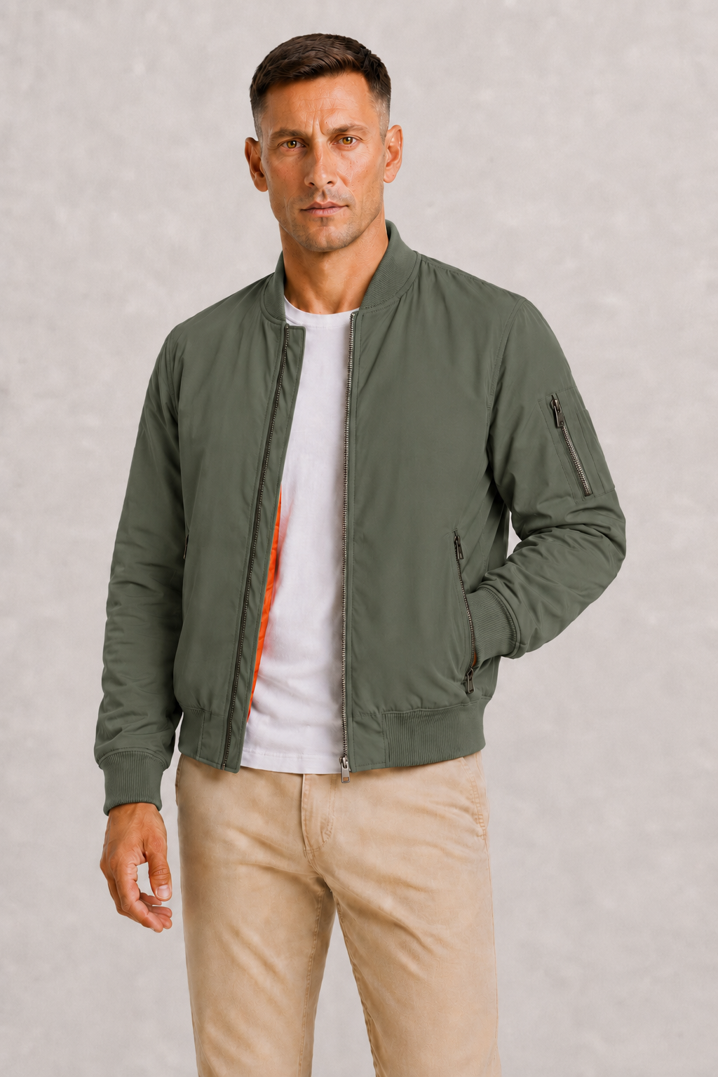 Men's Oversized Bomber Jacket with Zip