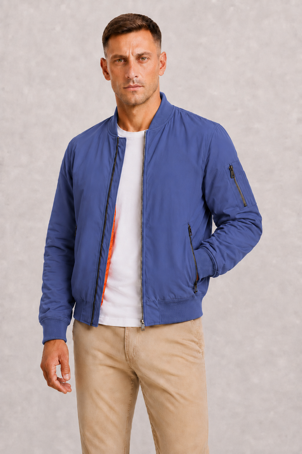 Men's Oversized Bomber Jacket with Zip